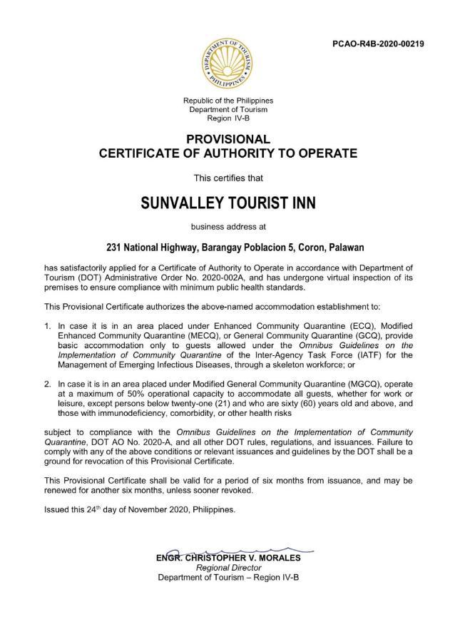 Sunvalley Tourist Inn Coron Exterior photo